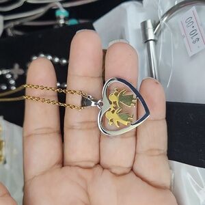 2 tone stainless steel 2 girls necklace
